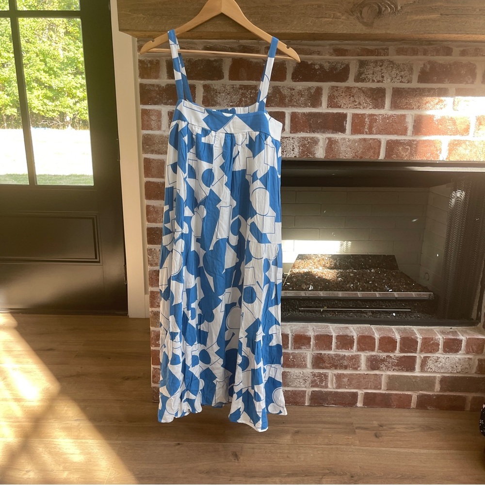 Blue Geometric Print Midi Dress size S
